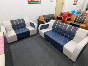 Sofa Set - Blue + White Colour - 2+3 Seat