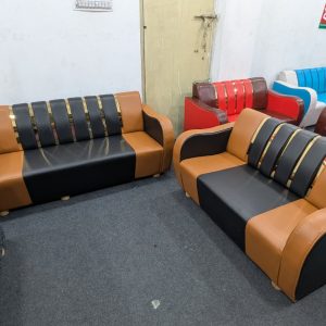 Sofa Set - Badami + Black Colour - 2+3 Seat