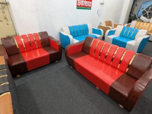 Sofa Set - Red + Coffee Colour - 2+3 Seat