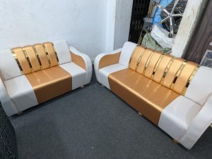 Sofa Set - Golden + White Colour - 2+3 Seat